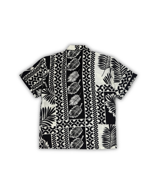 Monochrome Leaf Block Camp Shirt