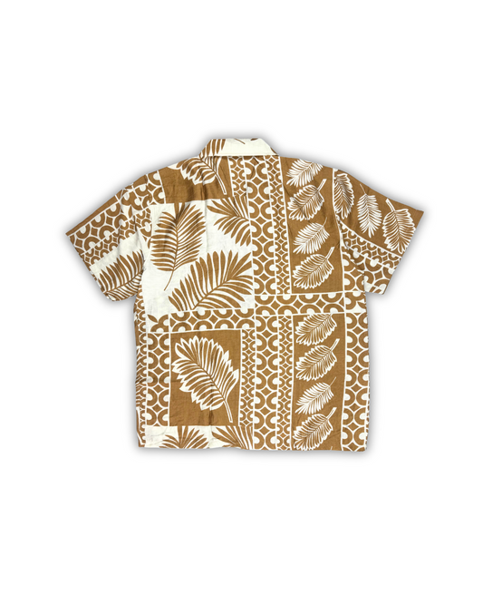 Tan Leaf Block Camp Shirt