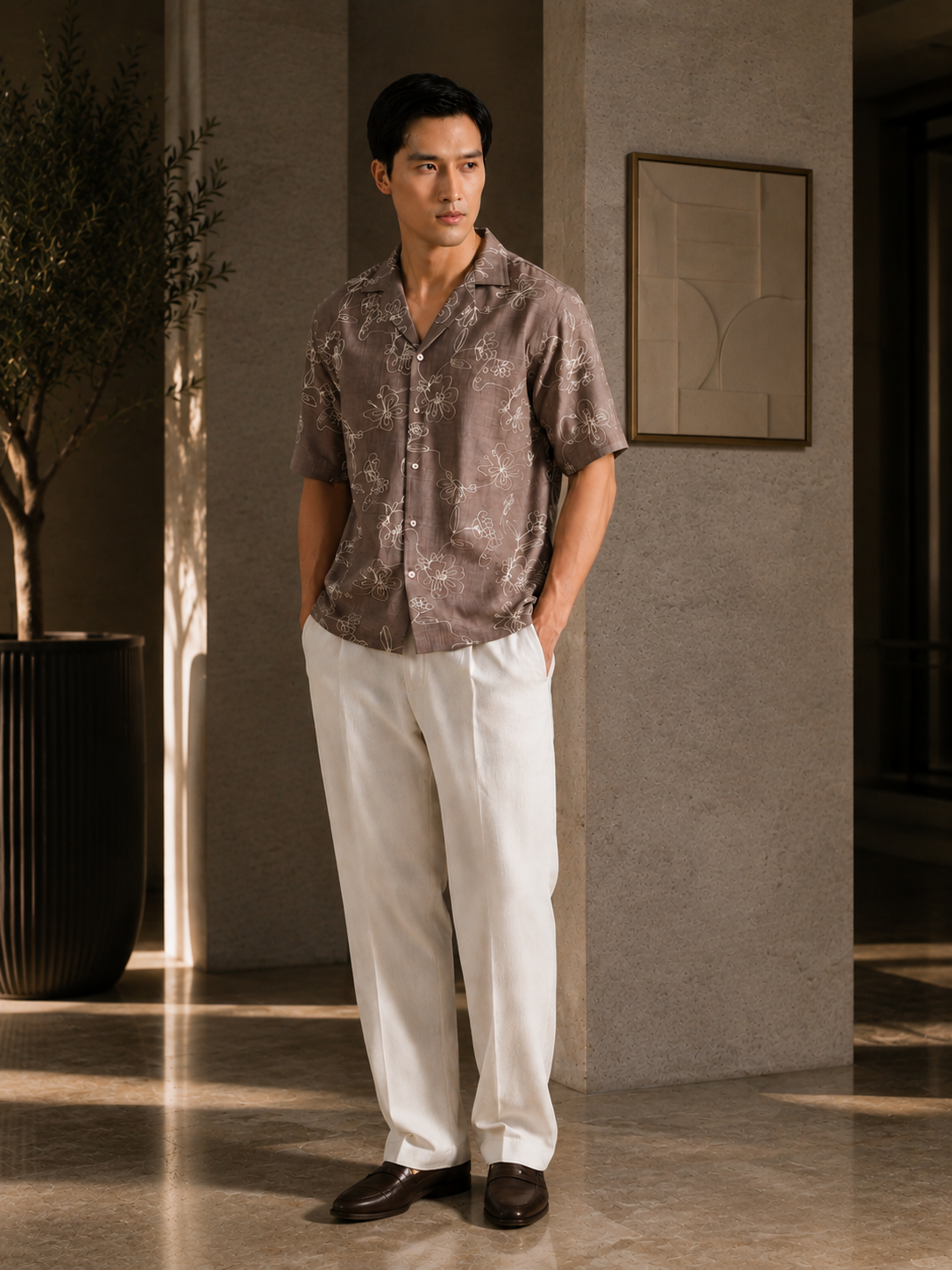 Textured Embroidered Polo