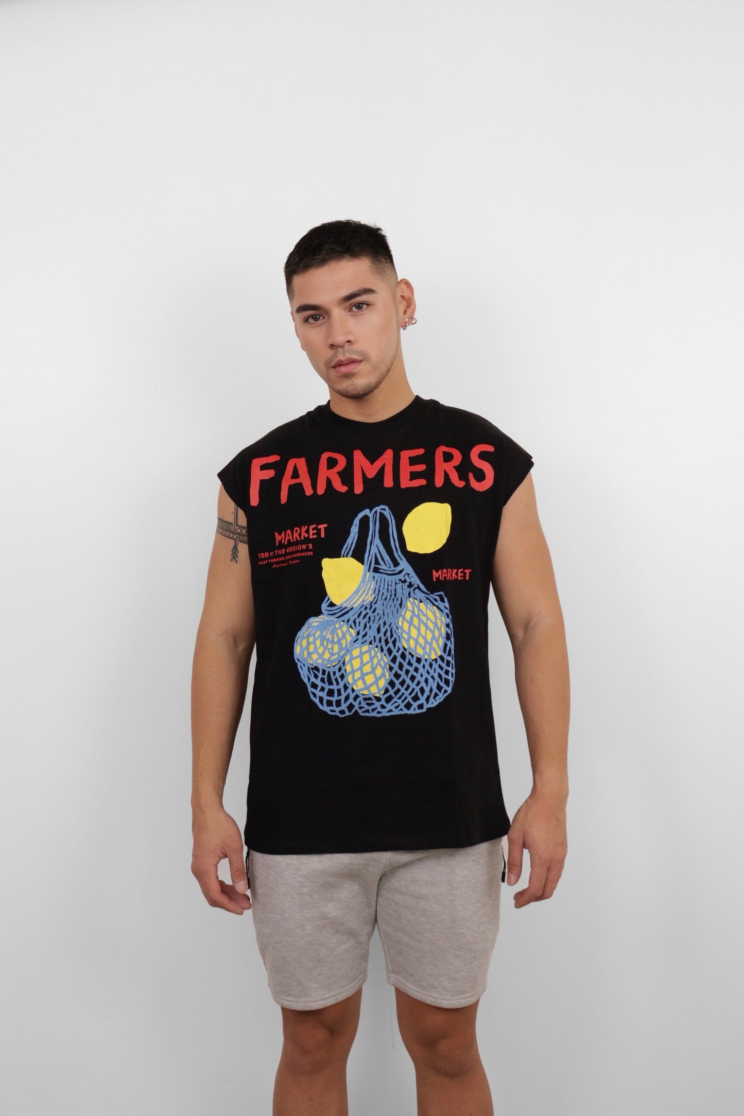 Black Farmers Market Lemons Graphic Muscle Tee