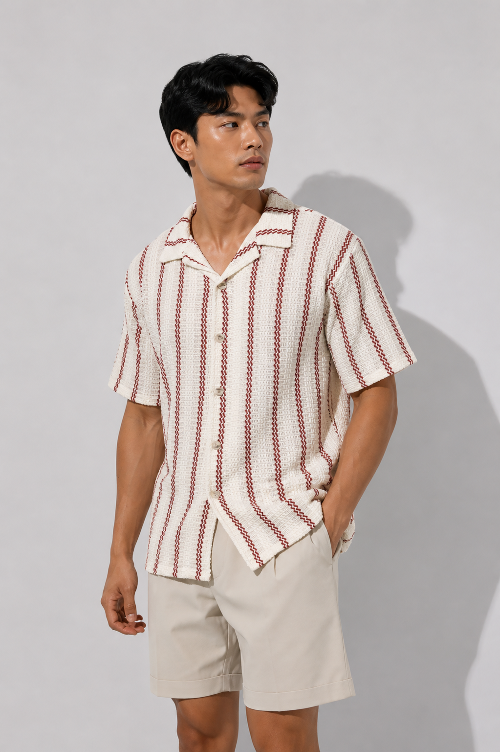 Bordeaux Stripe Camp Shirt
