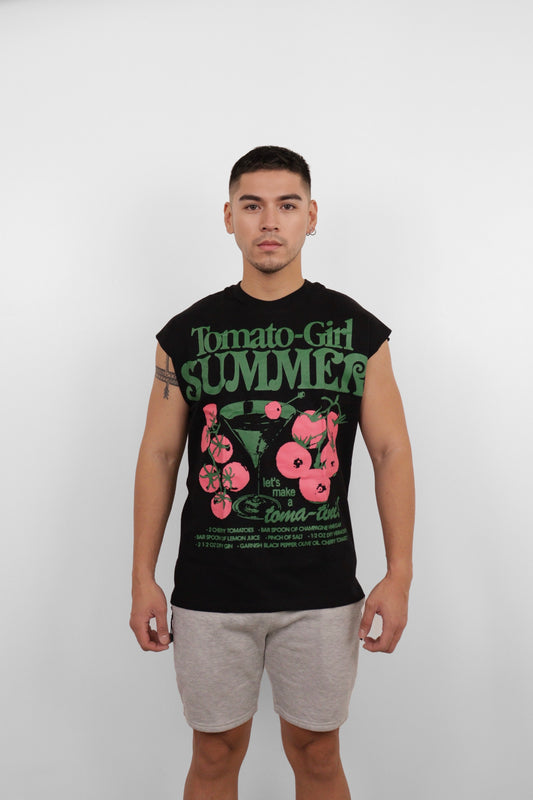 Black Tomato-Girl Summer Graphic Muscle Tee