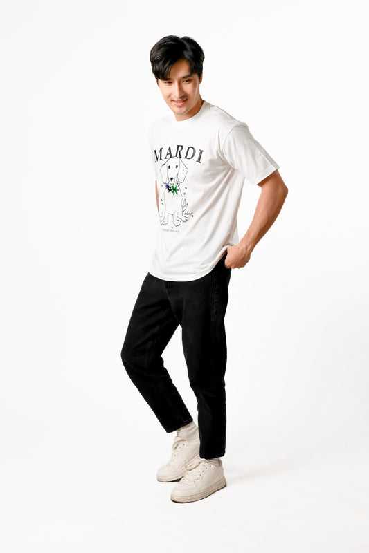 Mardi Dog Graphic Tee — White