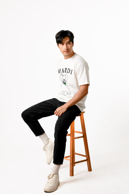 Mardi Dog Graphic Tee — White