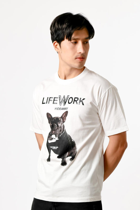 Lifework Bulldog Graphic Tee — White