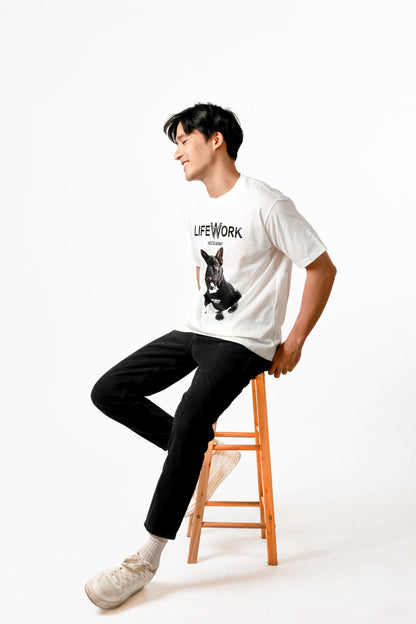 Lifework Bulldog Graphic Tee — White