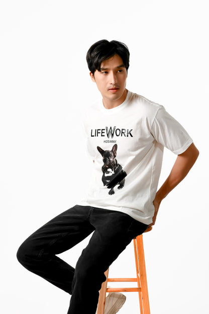 Lifework Bulldog Graphic Tee — White