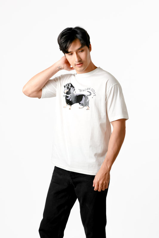 Workwear Dachshund Graphic Tee — White