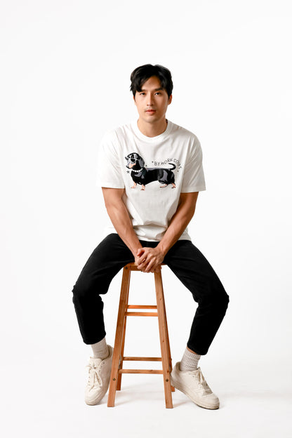 Workwear Dachshund Graphic Tee — White