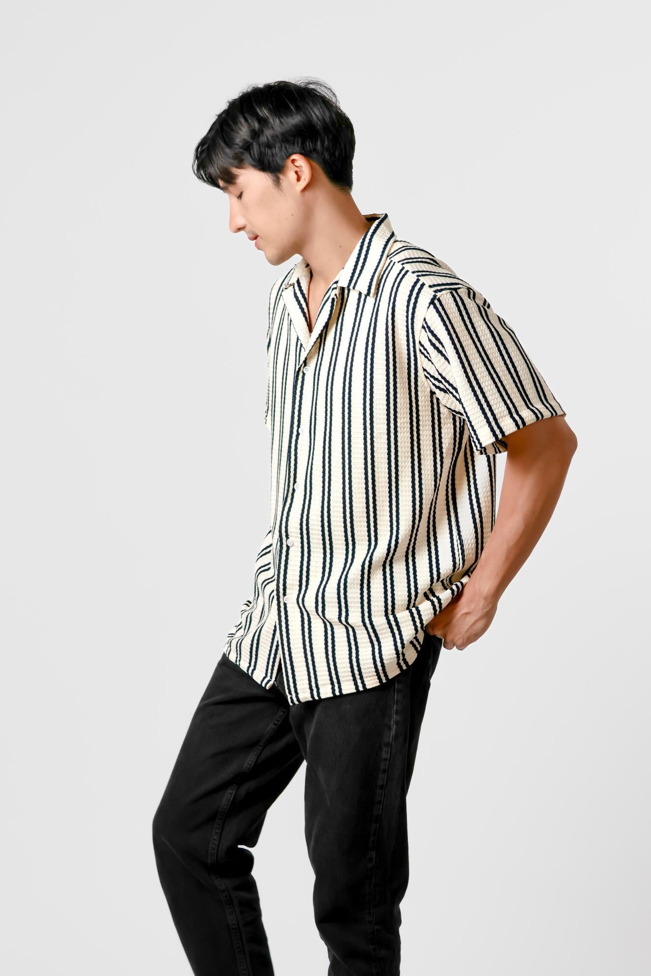 Striped Resort Polo — Ivory