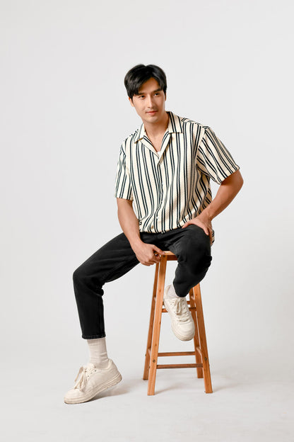 Striped Resort Polo — Ivory