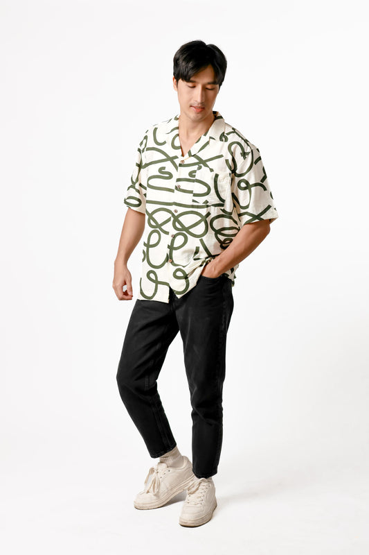 Abstract Line Cotton Polo