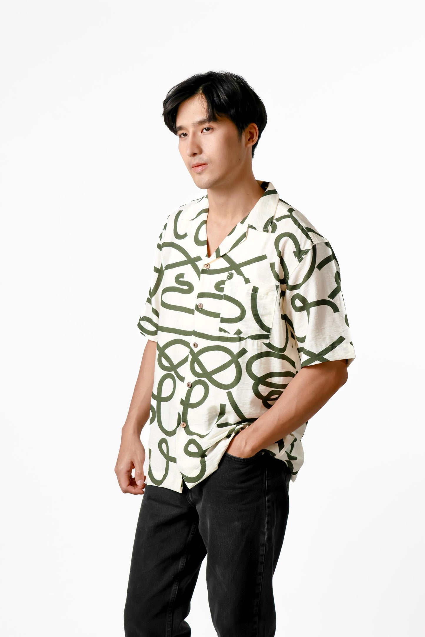 Abstract Line Cotton Polo