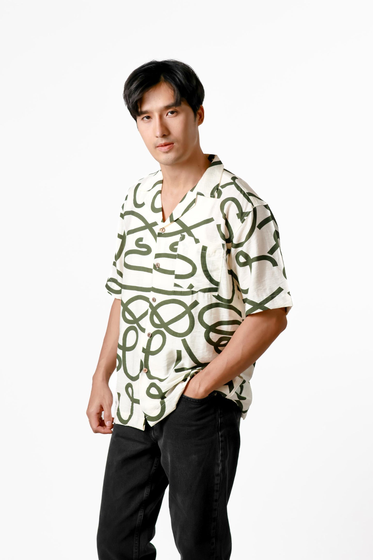 Abstract Line Cotton Polo