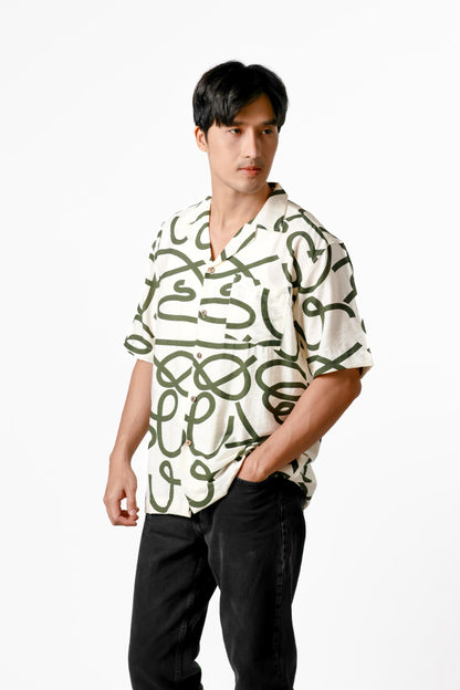Abstract Line Cotton Polo