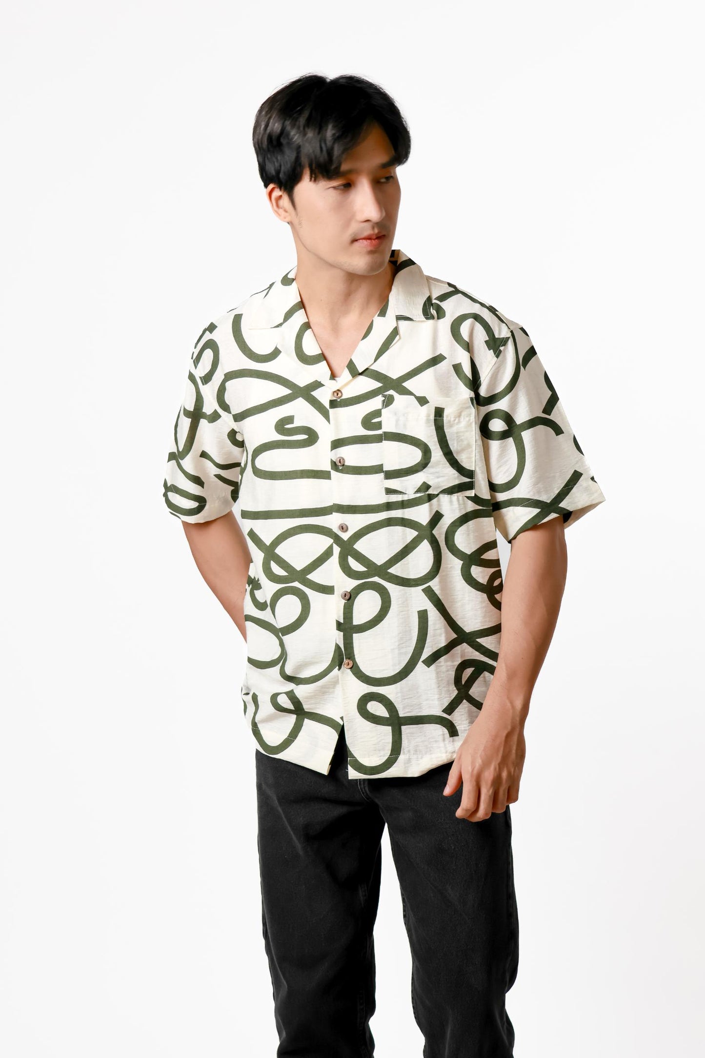 Abstract Line Cotton Polo