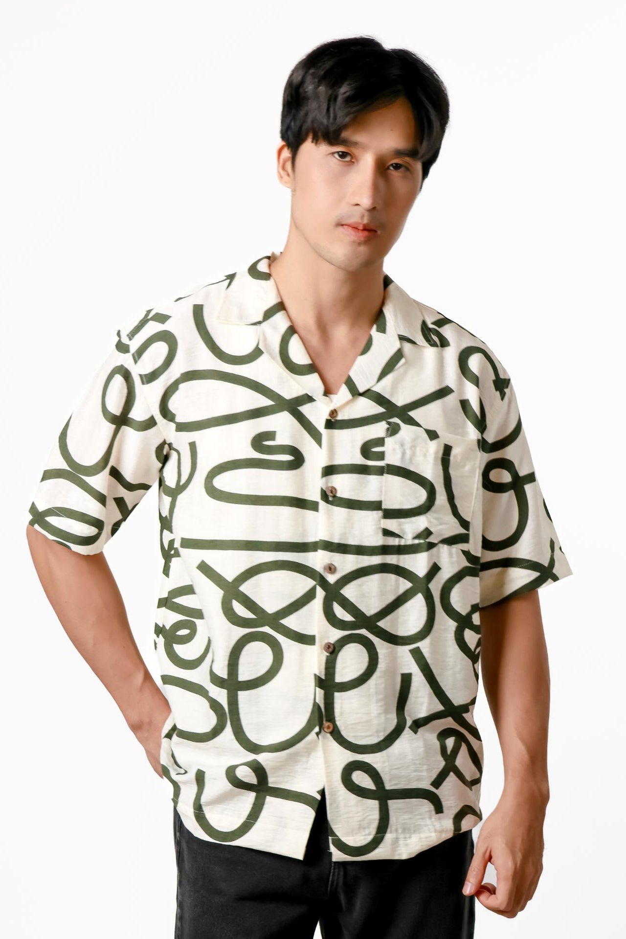 Abstract Line Cotton Polo