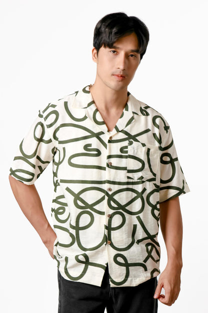 Abstract Line Cotton Polo