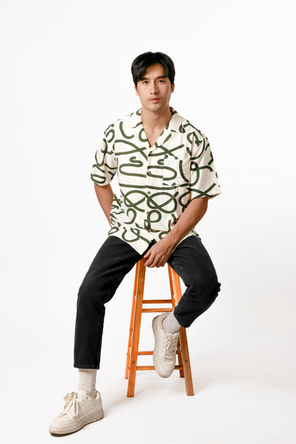Abstract Line Cotton Polo