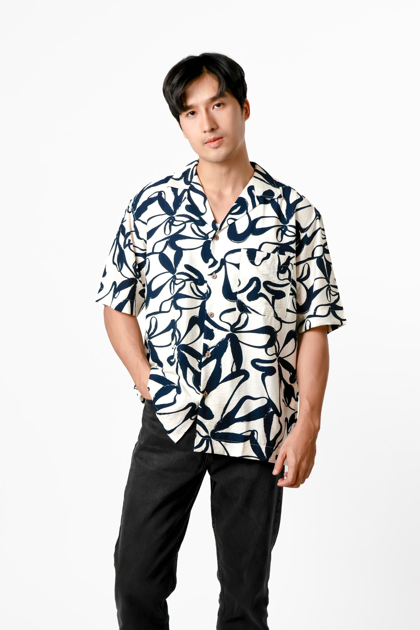 Abstract Brush Cotton Polo