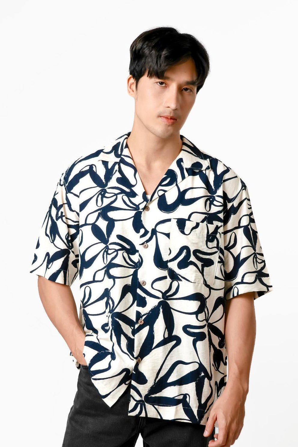 Abstract Brush Cotton Polo