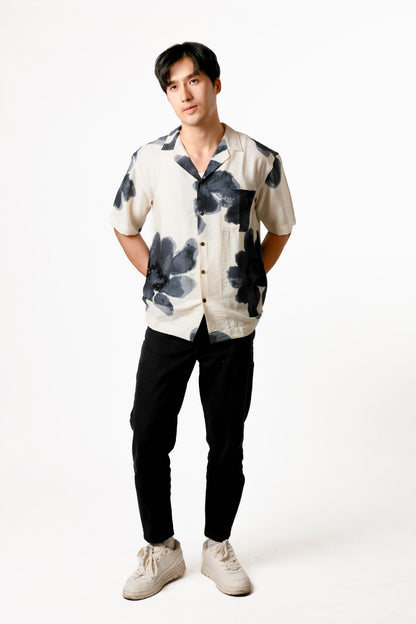 Ink Wash Floral Cotton Polo