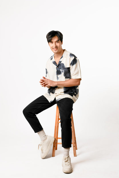 Ink Wash Floral Cotton Polo