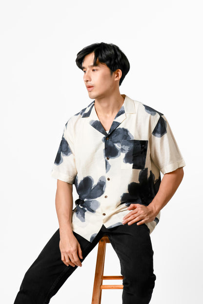 Ink Wash Floral Cotton Polo