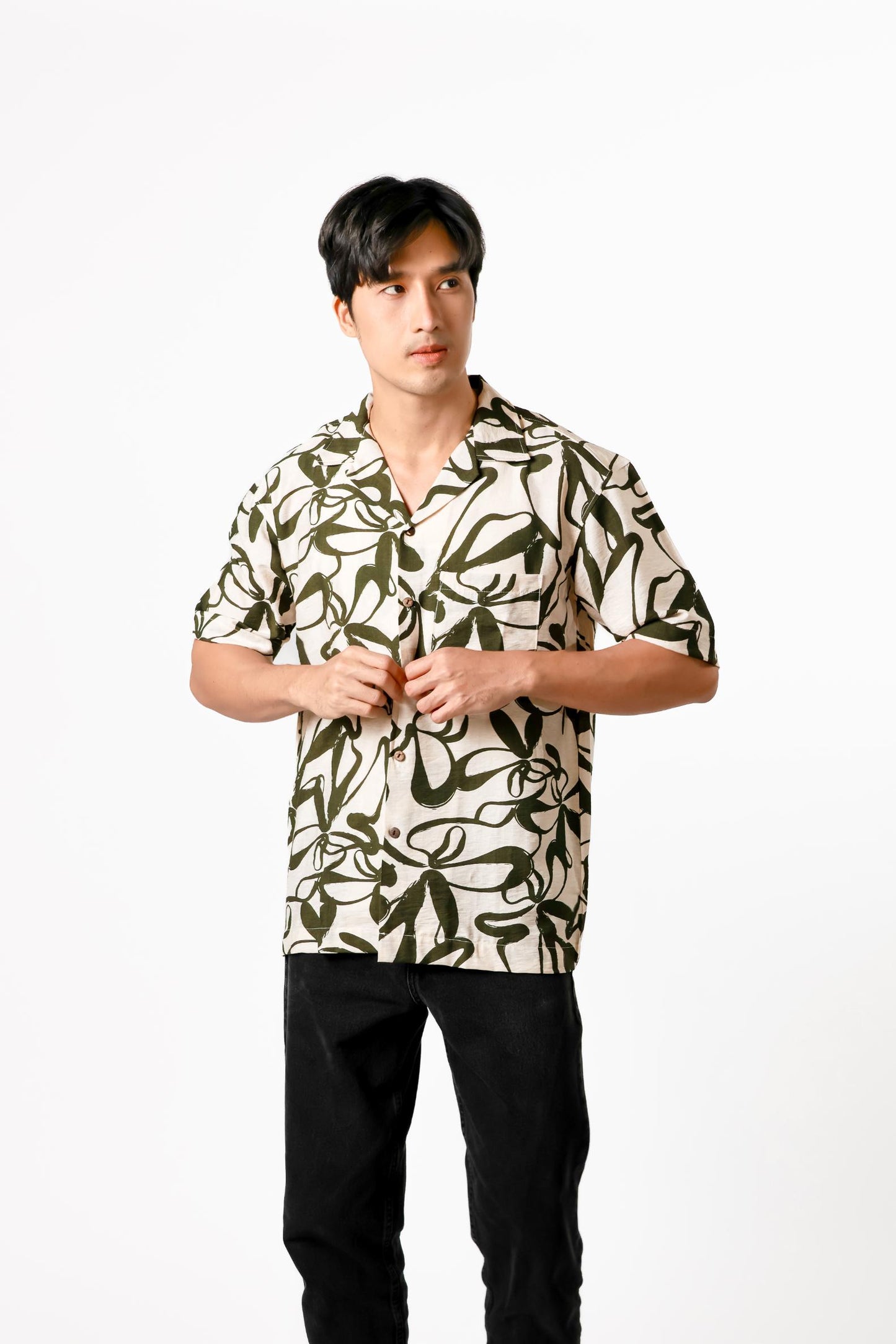 Abstract Floral Cotton Polo