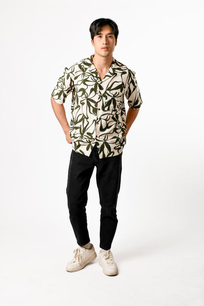 Abstract Floral Cotton Polo