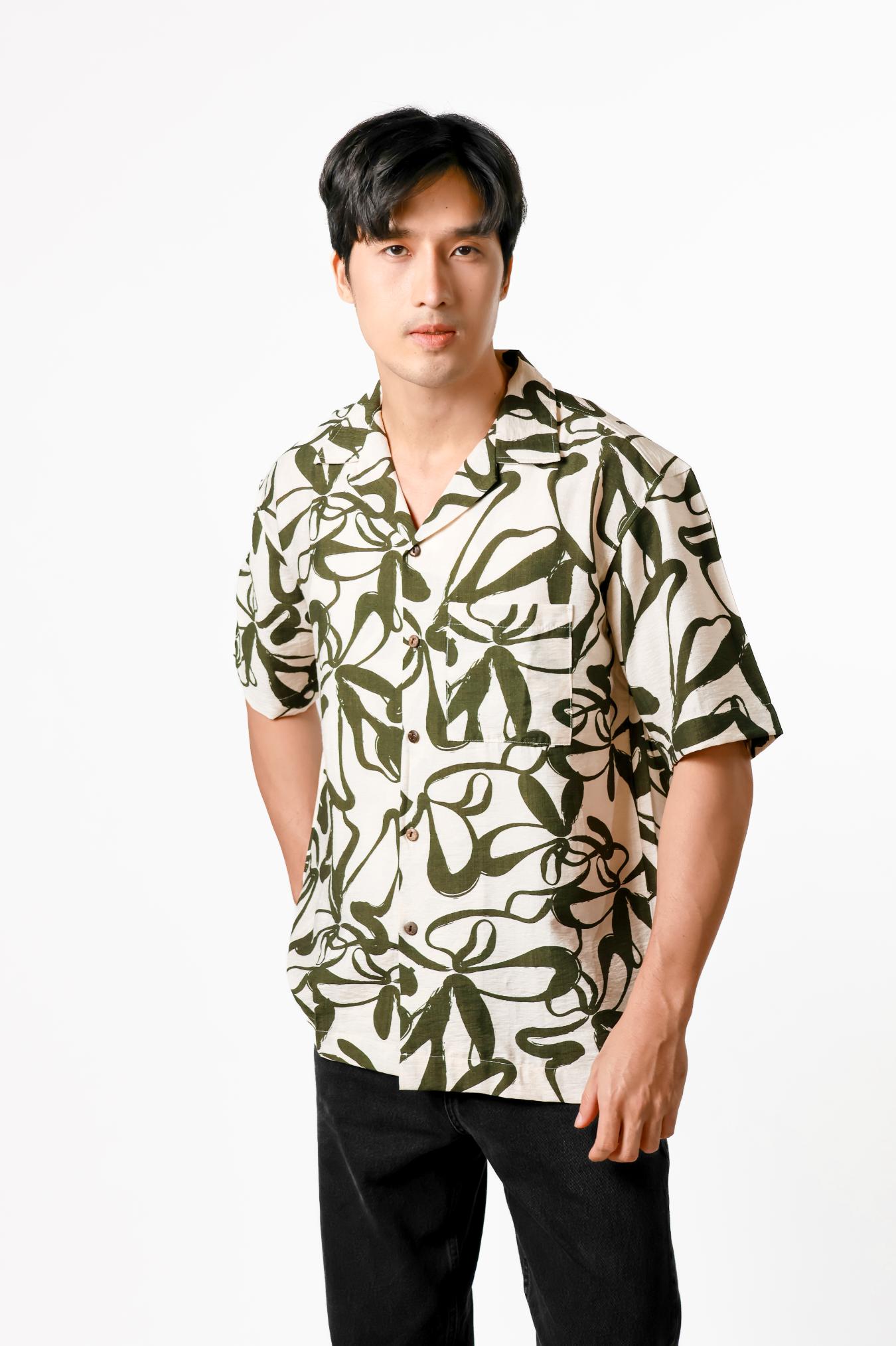 Abstract Floral Cotton Polo