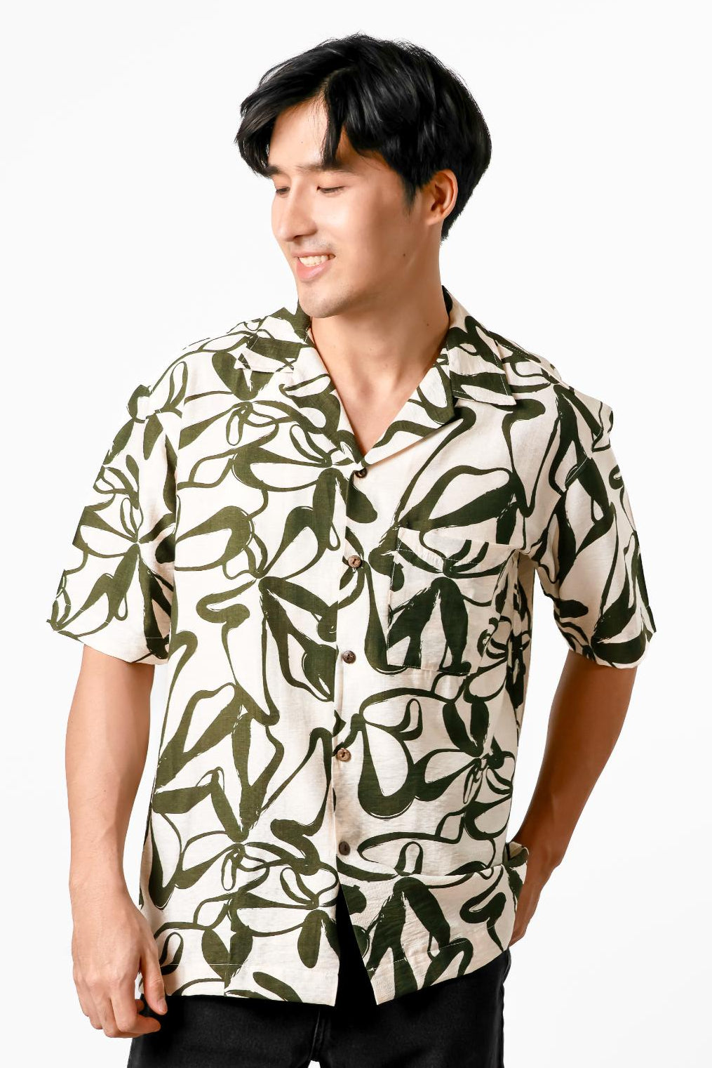 Abstract Floral Cotton Polo