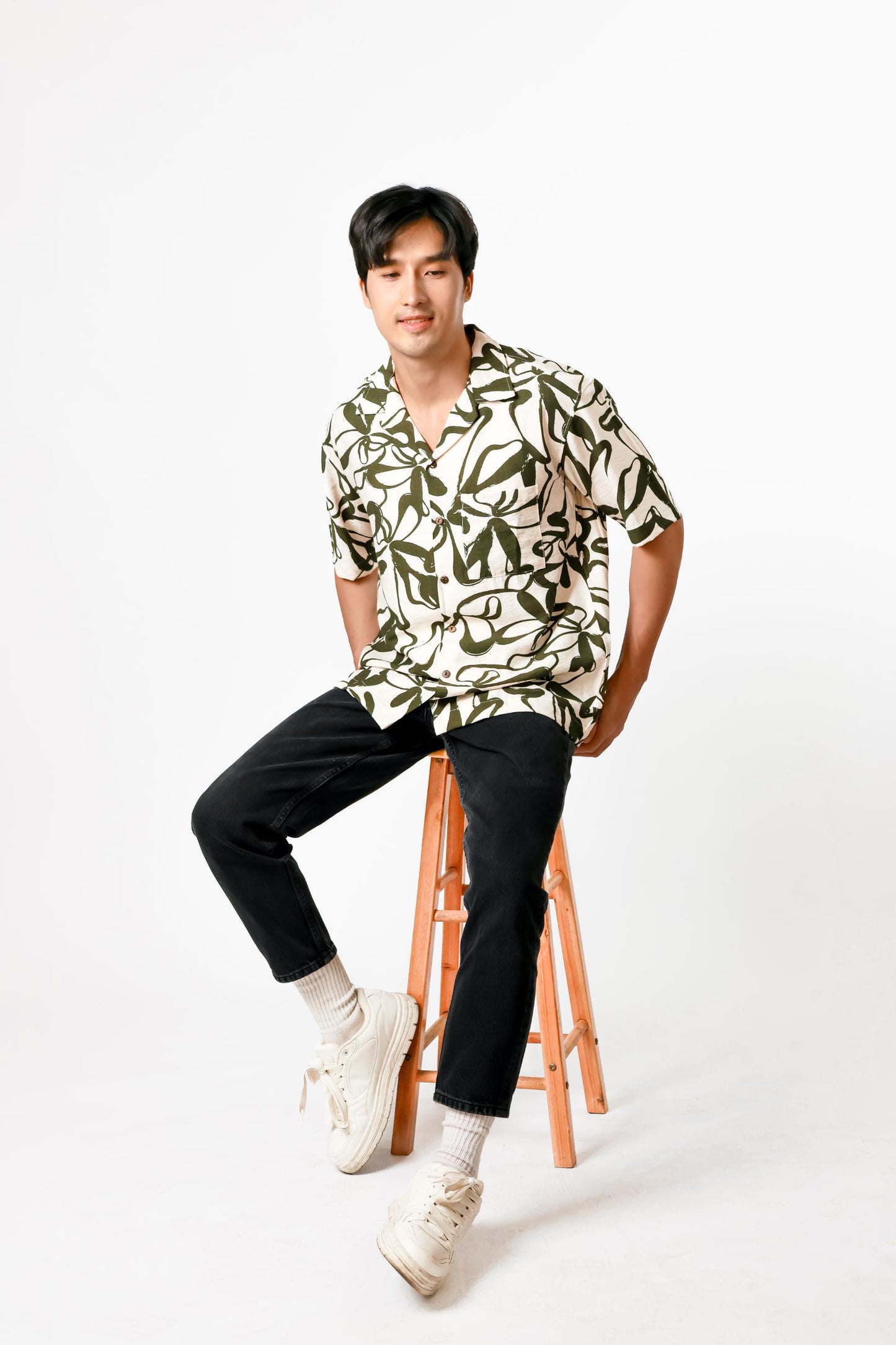 Abstract Floral Cotton Polo