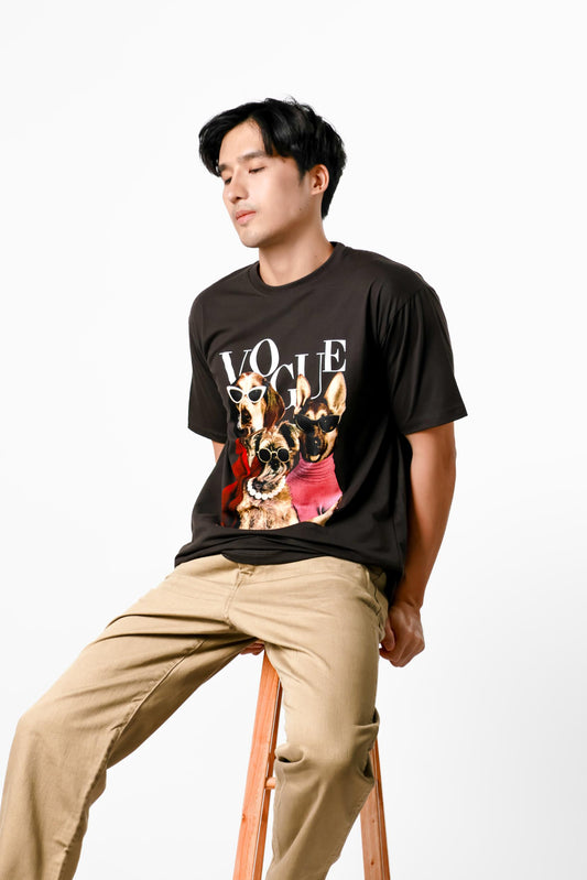 Vogue Dogs Graphic Tee — Black