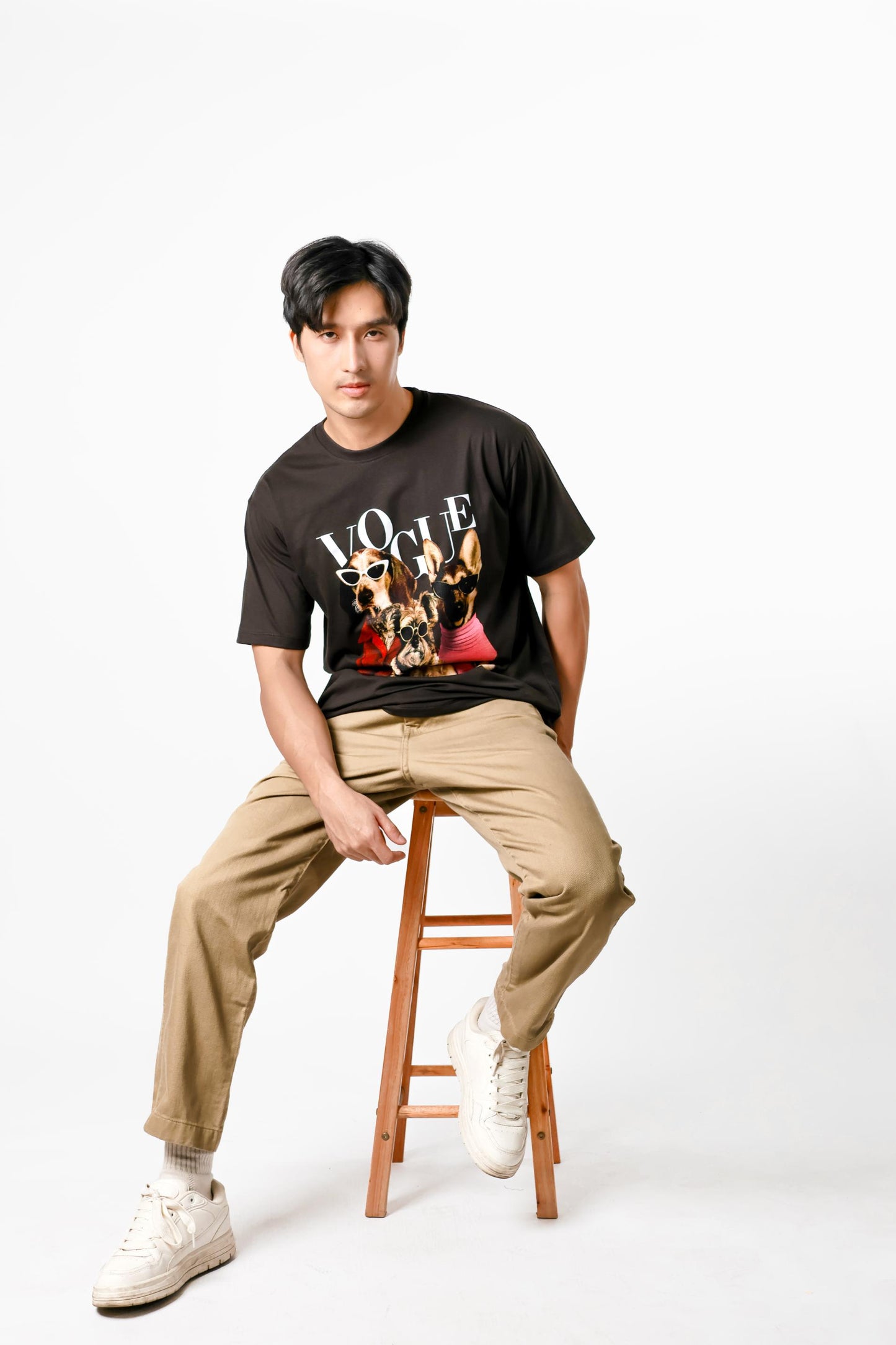 Vogue Dogs Graphic Tee — Black