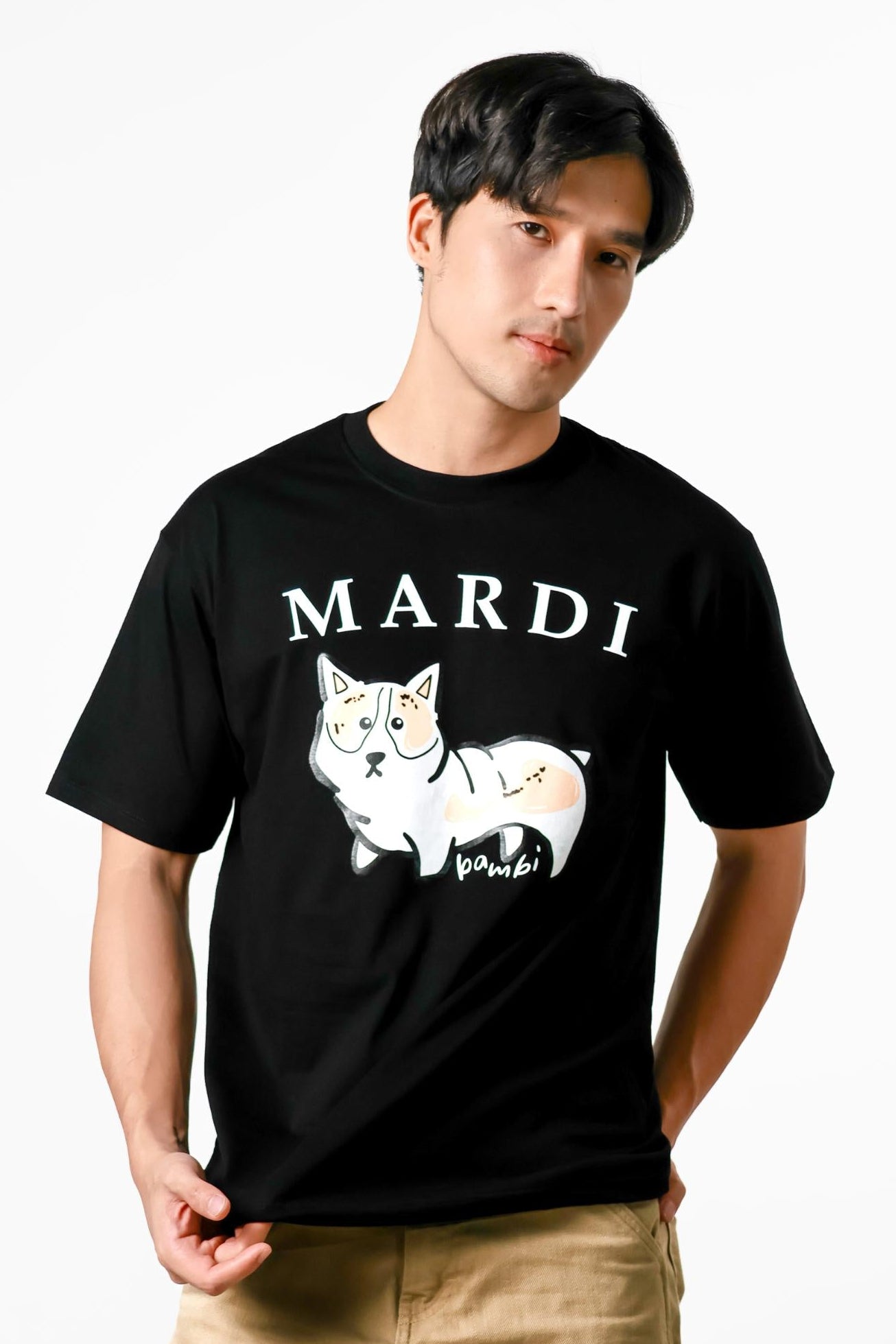 Mardi Dog Graphic Tee — Black
