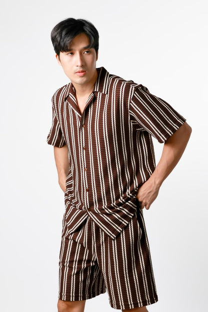 Striped Resort Set — Brown
