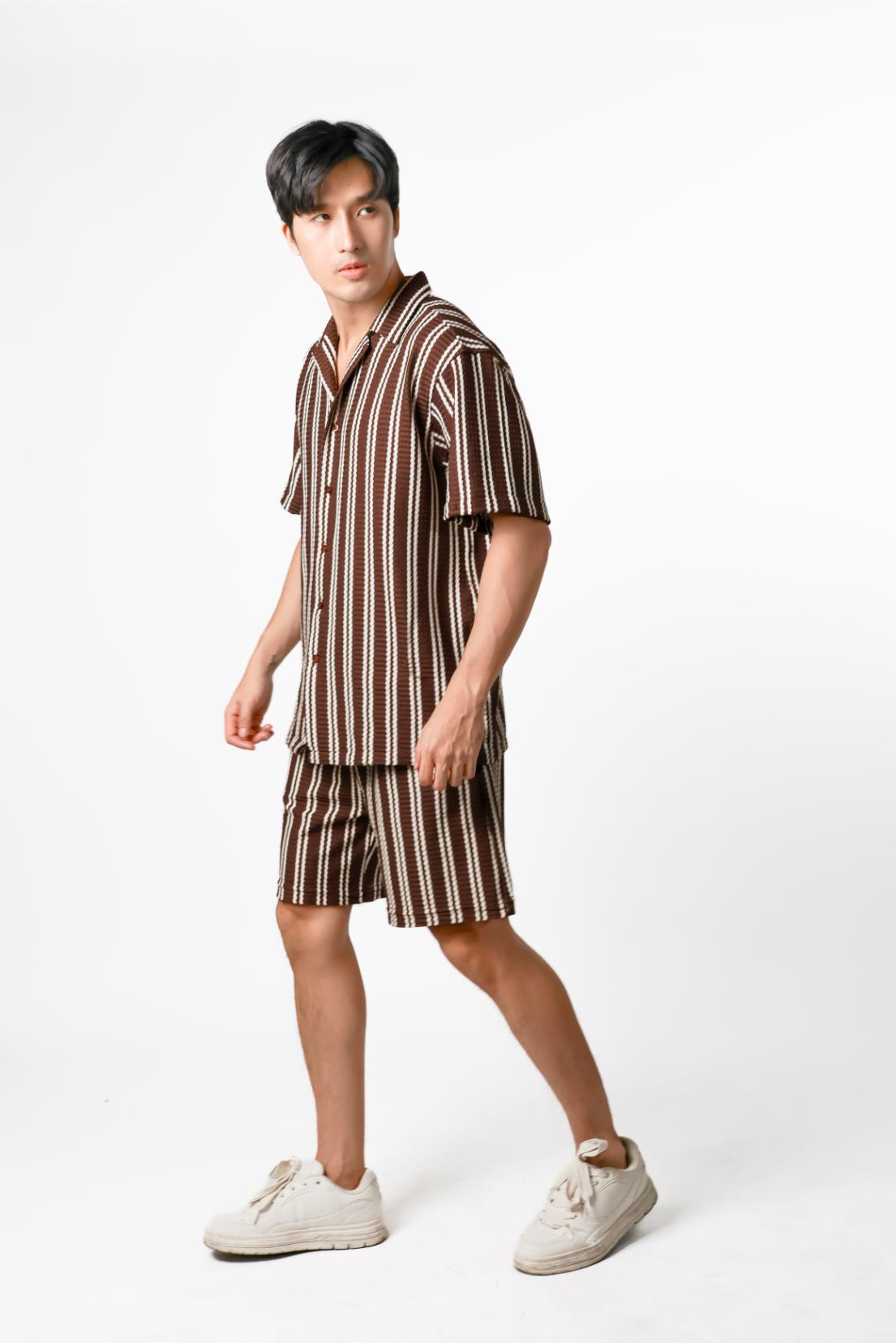 Striped Resort Set — Brown