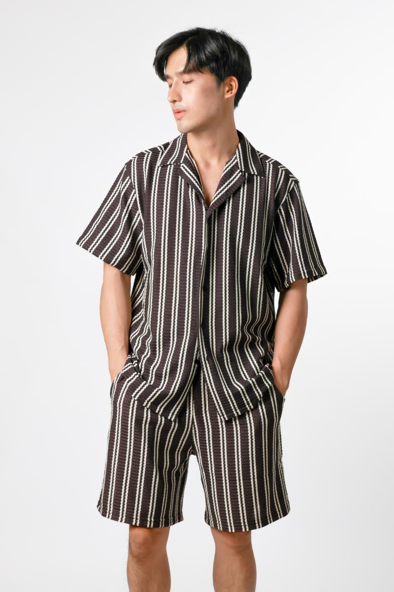 Striped Resort Set — Dark Brown