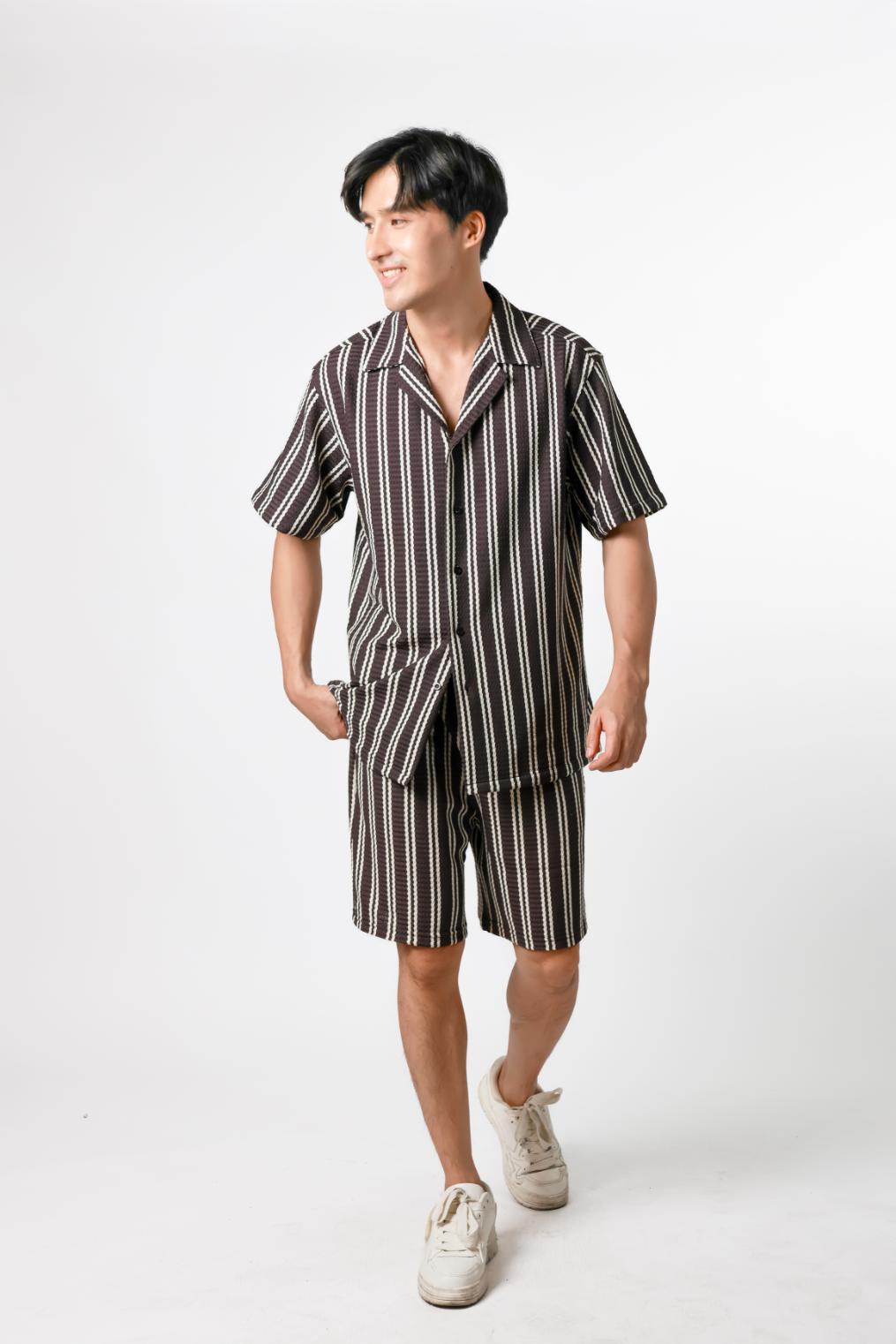 Striped Resort Set — Dark Brown