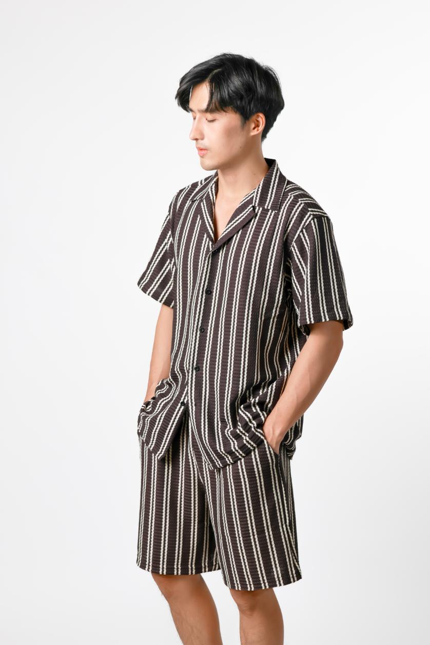 Striped Resort Set — Dark Brown