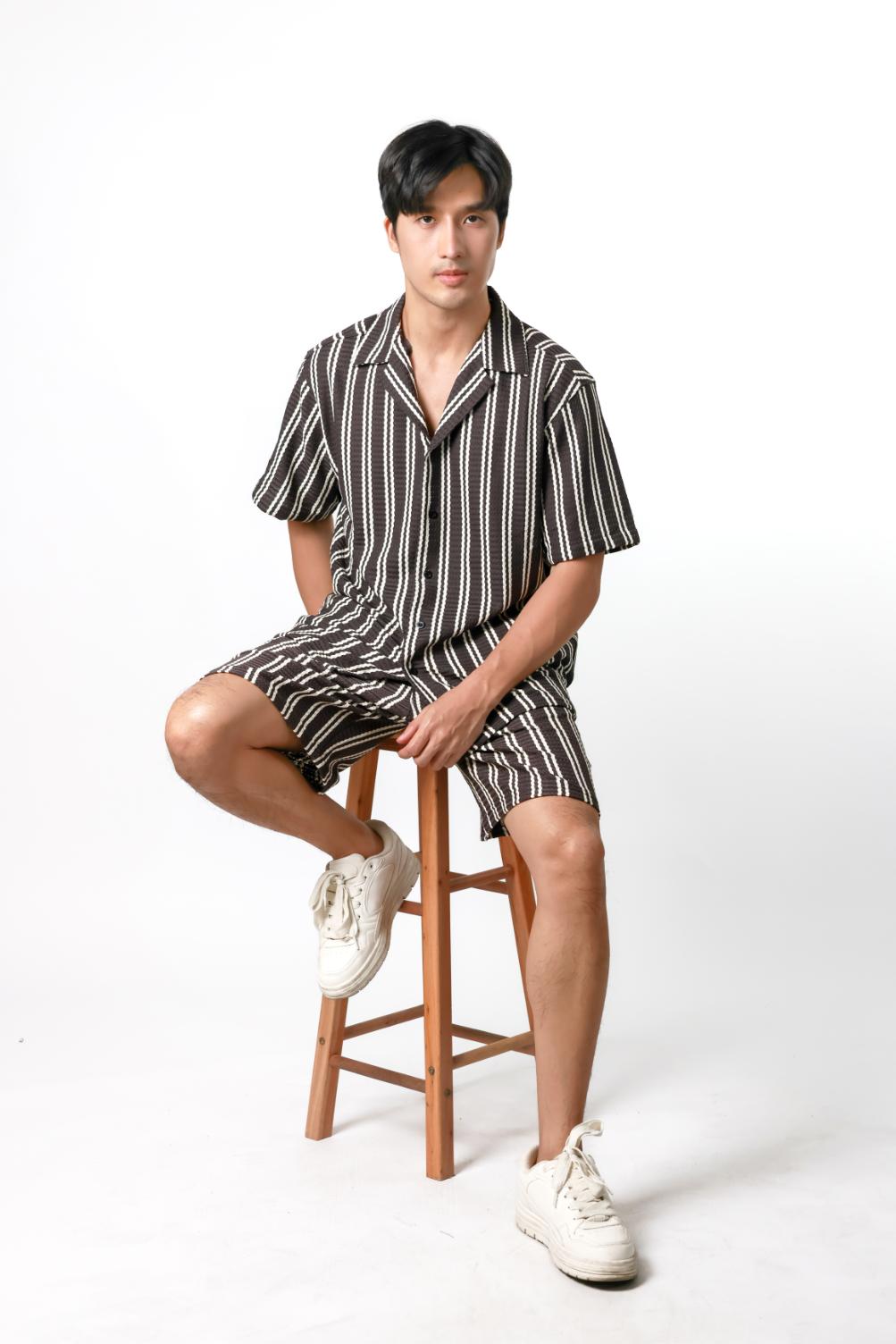 Striped Resort Set — Dark Brown