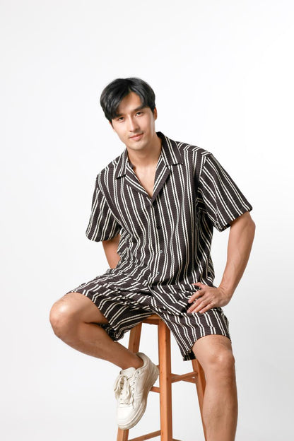 Striped Resort Set — Dark Brown