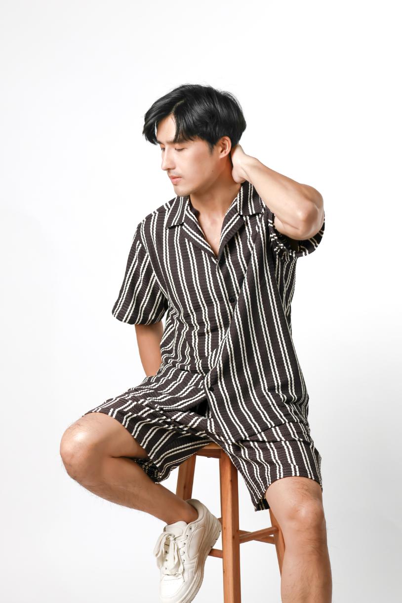 Striped Resort Set — Dark Brown
