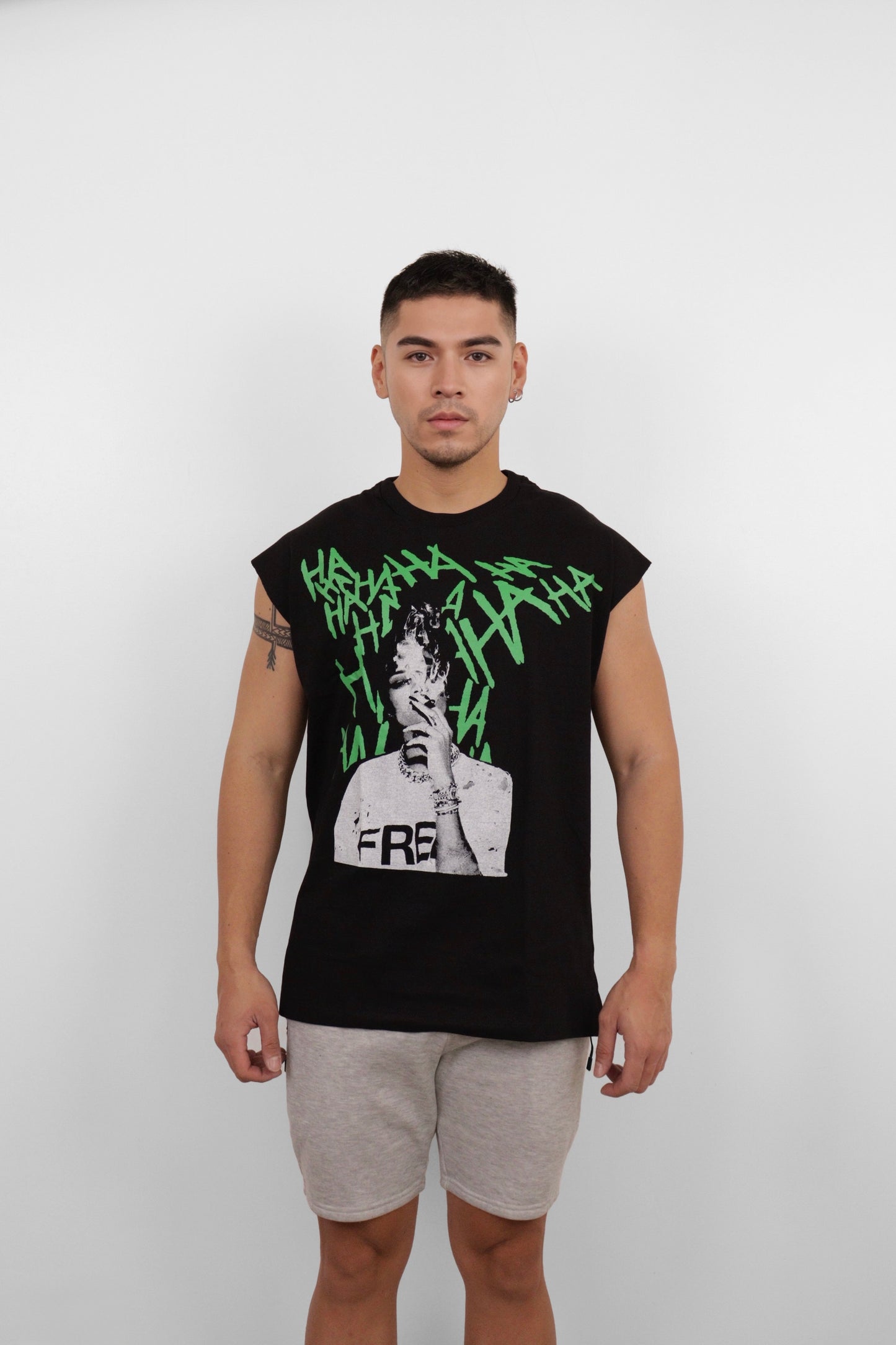 Black HaHa Graphic Muscle Tee