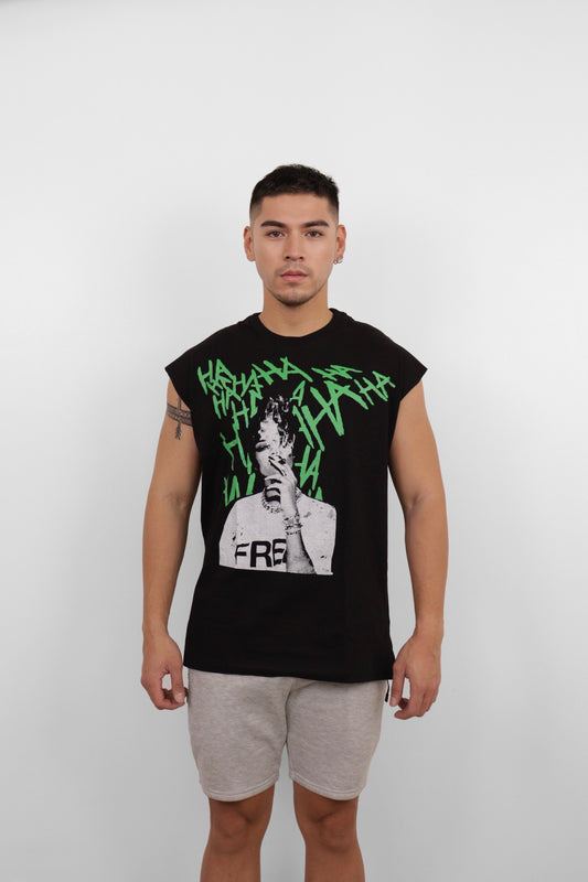 Black HaHa Graphic Muscle Tee