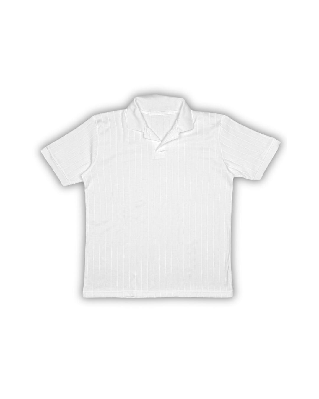 White Textured Knit Polo