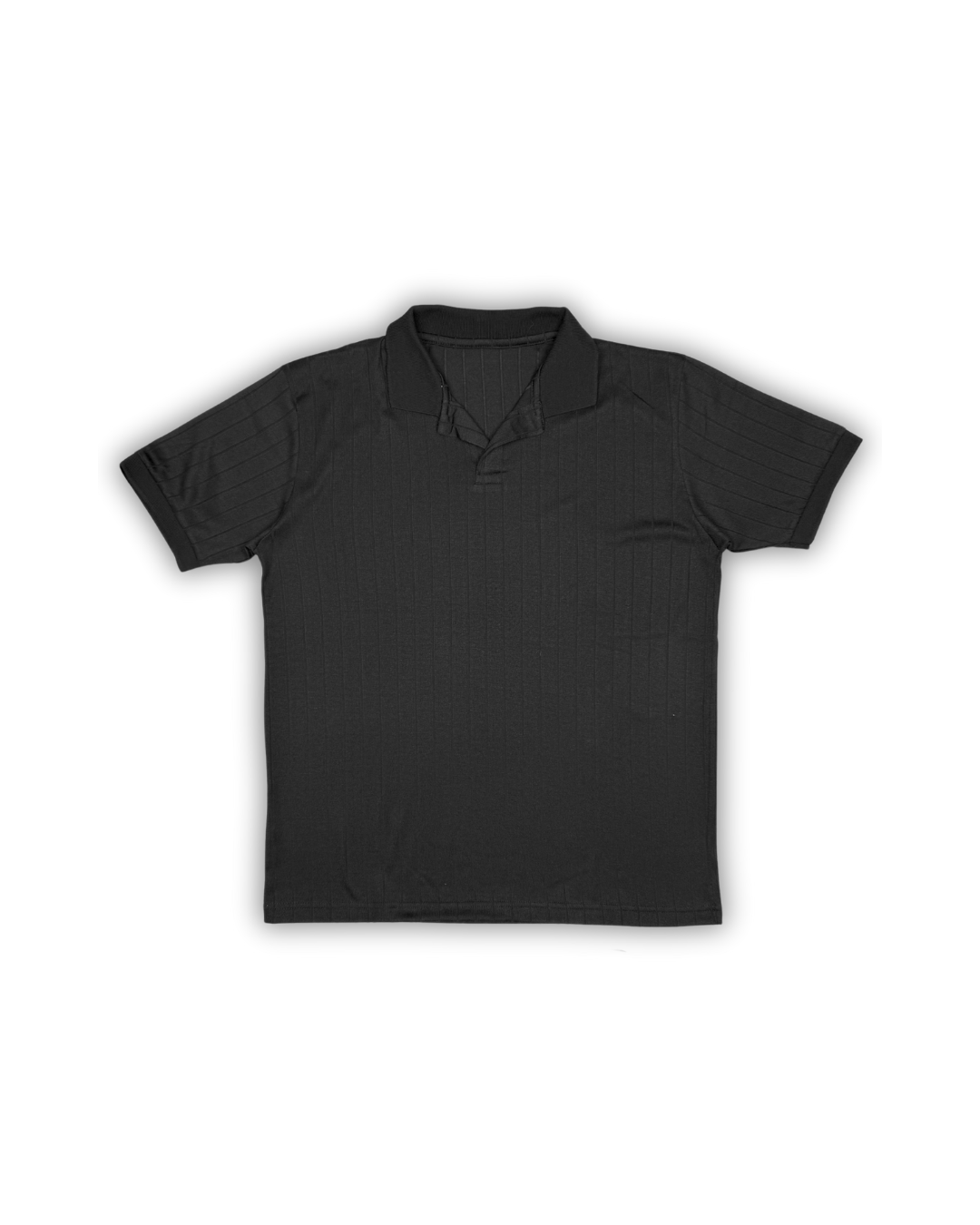 Black Textured Knit Polo