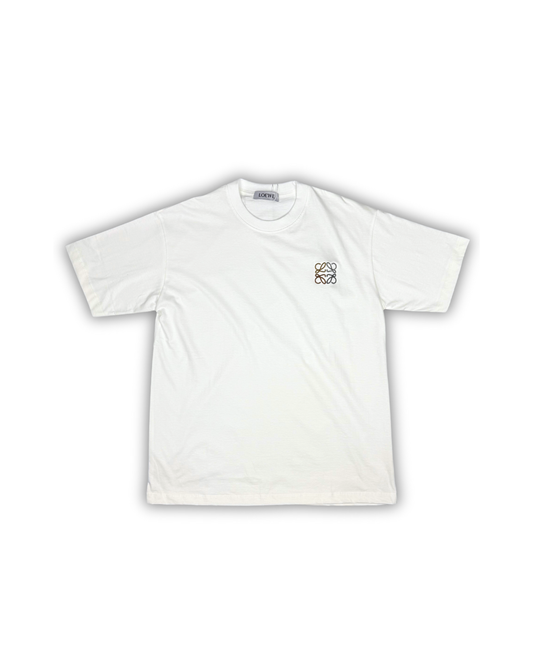 White Loewe-Inspired Anagram Embroidered T-Shirt