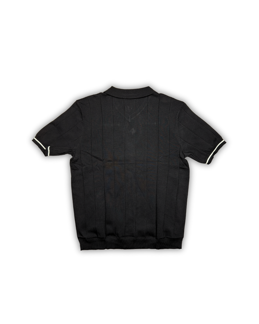 Black Ribbed Knit Polo